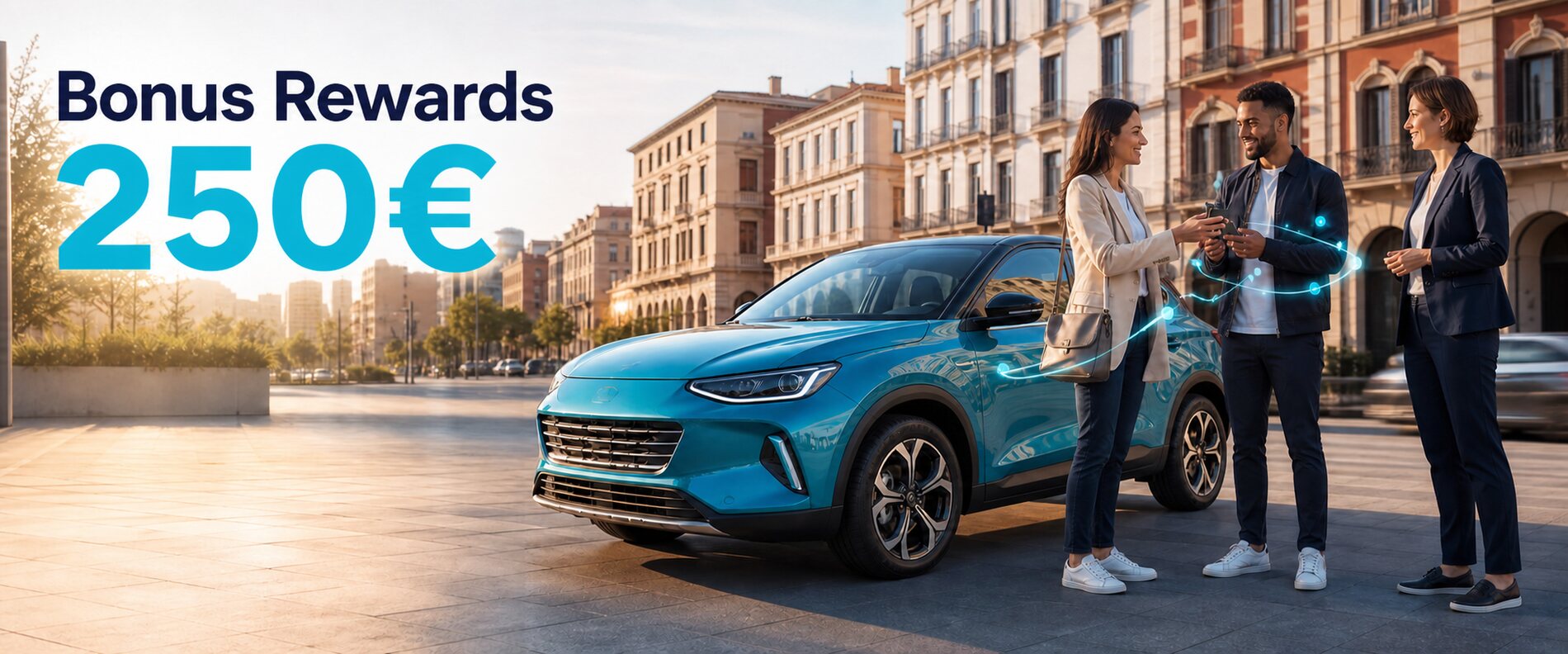 Bonus Rewards 250 € – programma referral o2o Mobility per il noleggio auto a lungo termine con targa estera