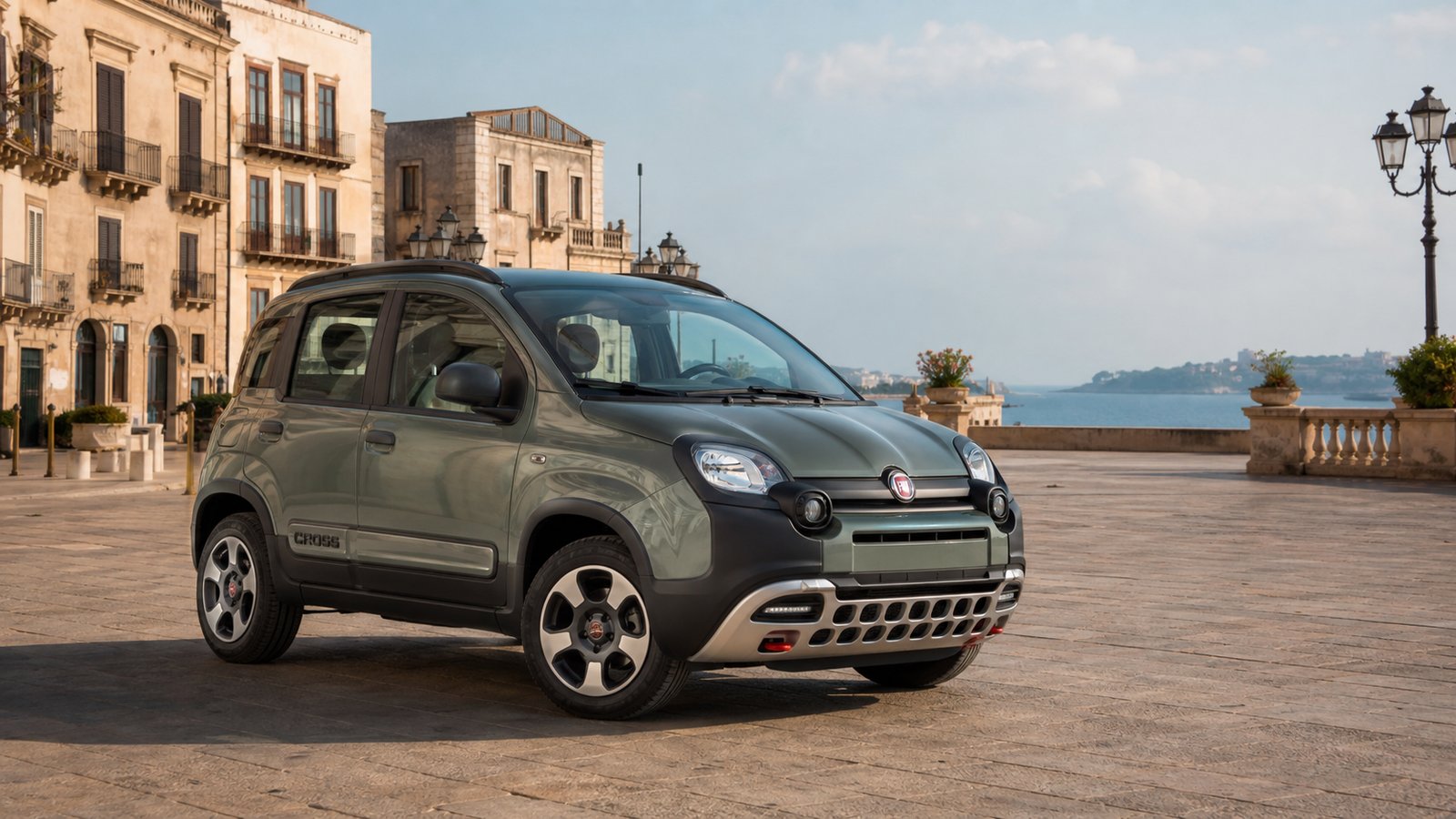 Fiat Panda Cross verde, citycar 2Life a noleggio con o2o Mobility