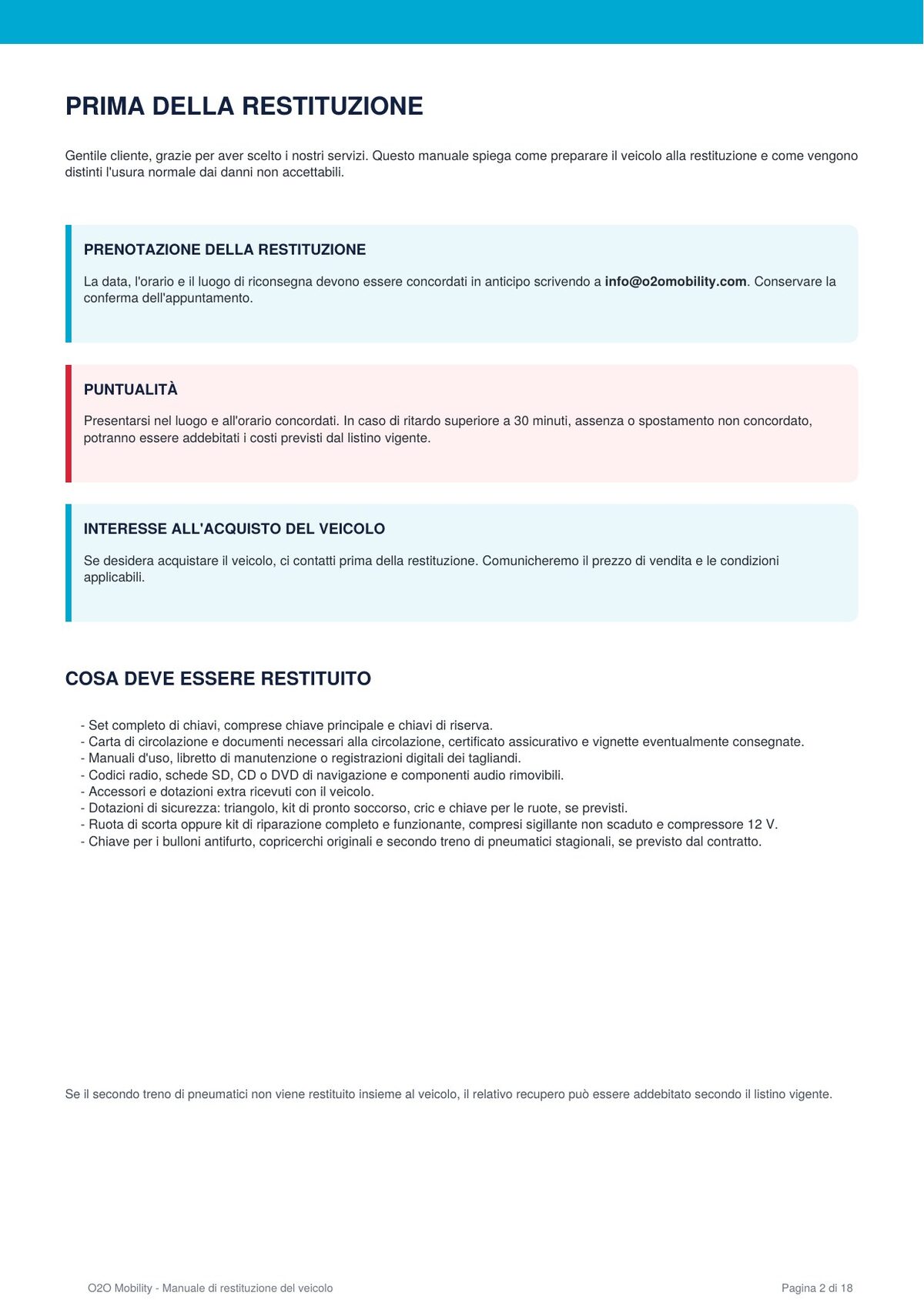 Manuale di restituzione del veicolo o2o Mobility – pagina 02
